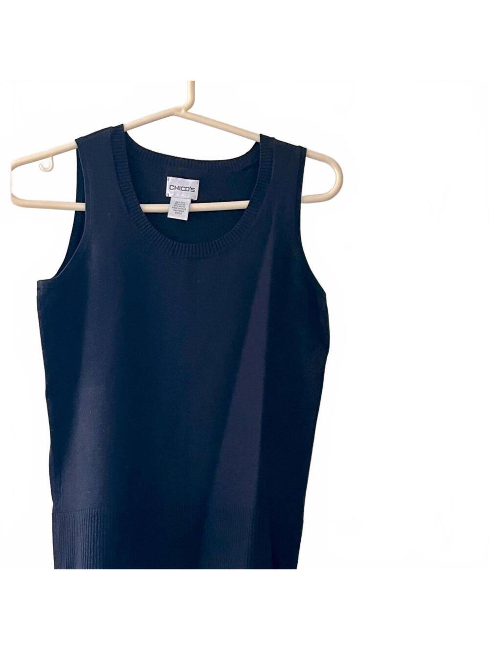 Chico’s Silk Blend Black Knit Tank Sweater – Lightweight Layering Top